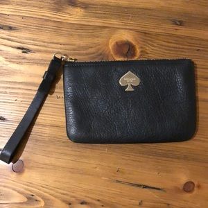 Black leather Kate Spade wristlet